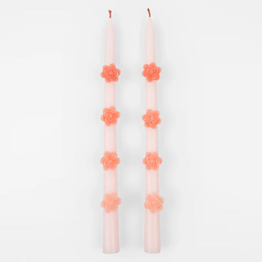 Pink Flower Taper Candles