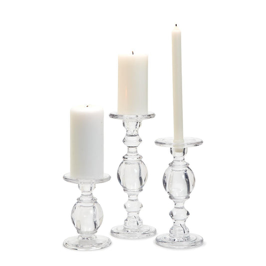 High-Glass Pedestal Candleholders