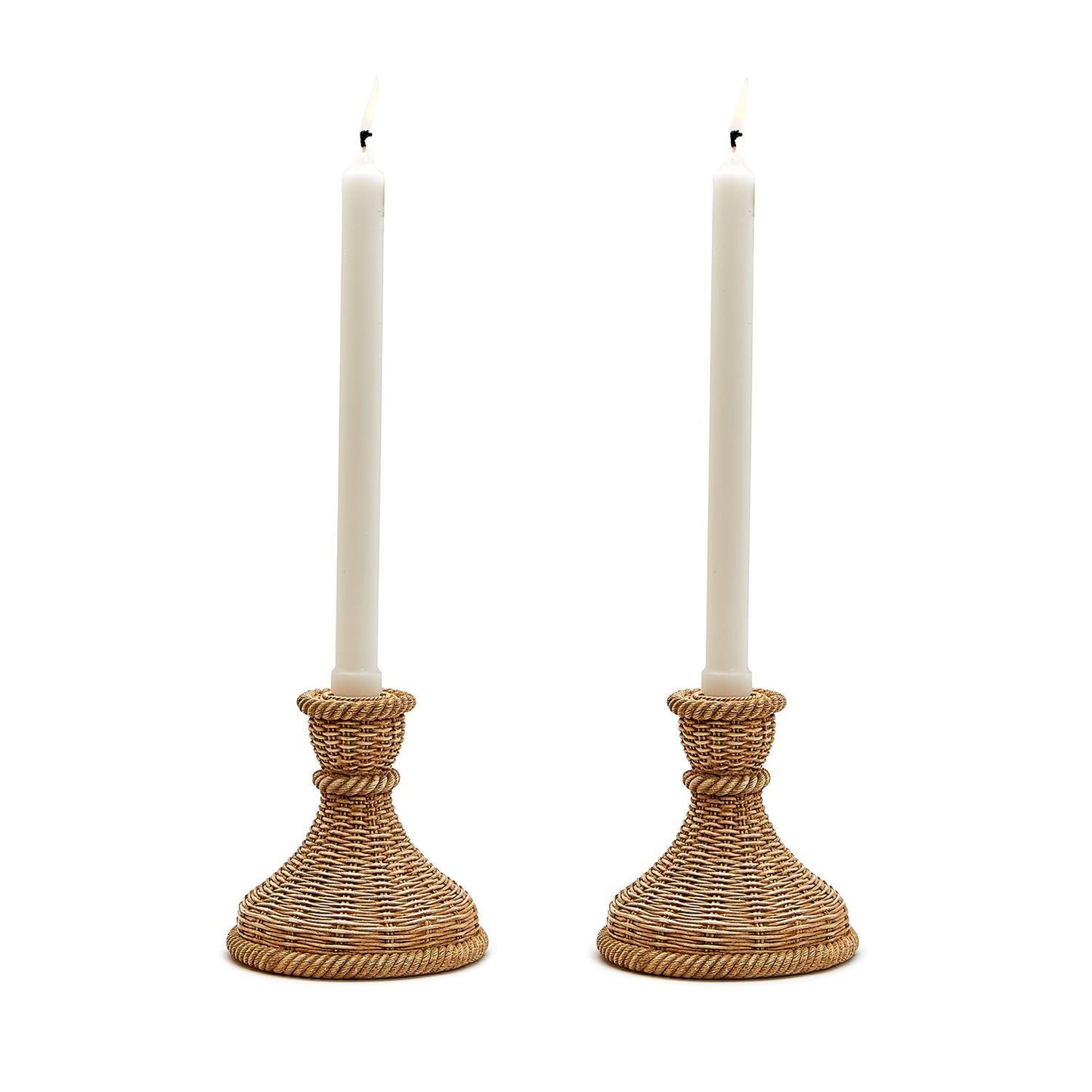 Basket Weave Candlesticks Pair