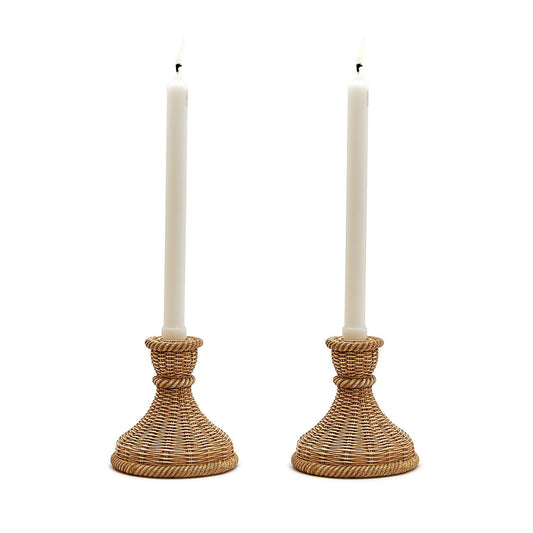 Basket Weave Candlesticks Pair