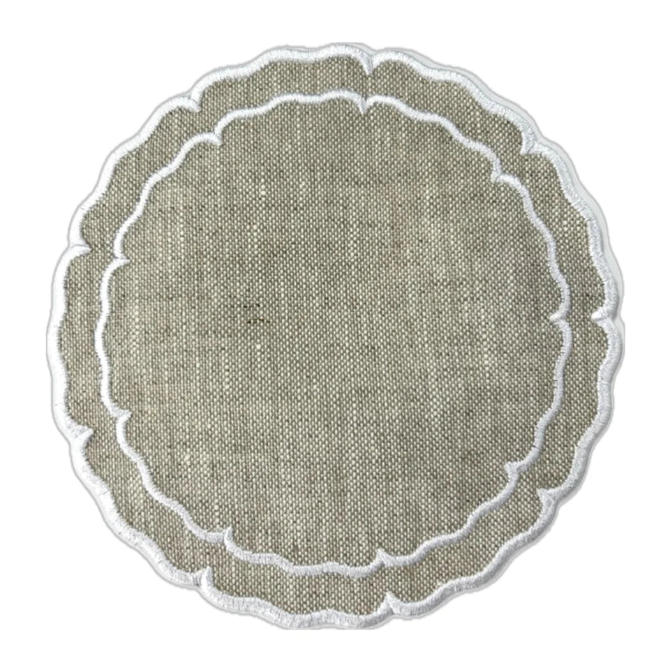 Linho Coaster Scalloped Round