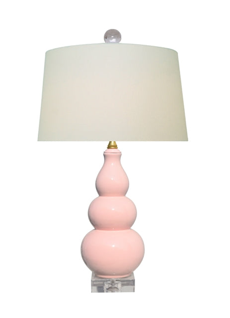 Porcelain Soft Pink Gourd Vase Lamp