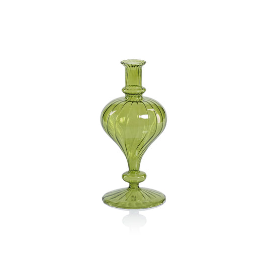 Venetian Spiral Vase - Turnip Shape - Green