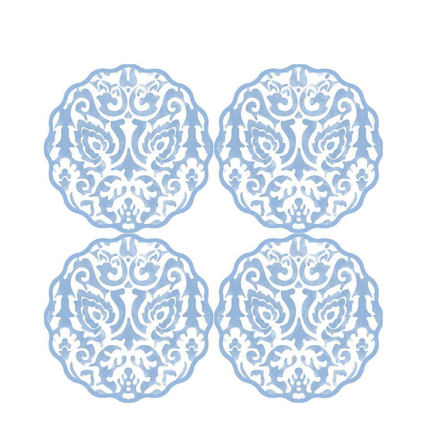 Damask and Dot Fan Scallop Coasters