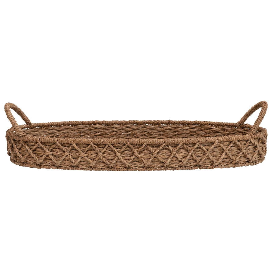 Woven Seagrass Oval Tray with Handles