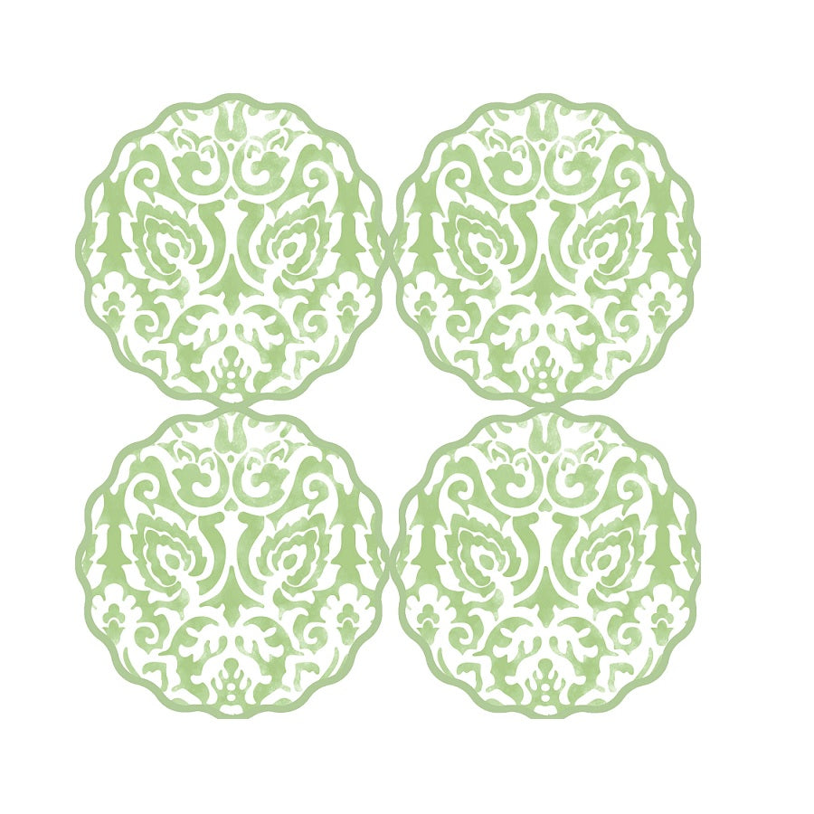 Damask and Dot Fan Scallop Coasters