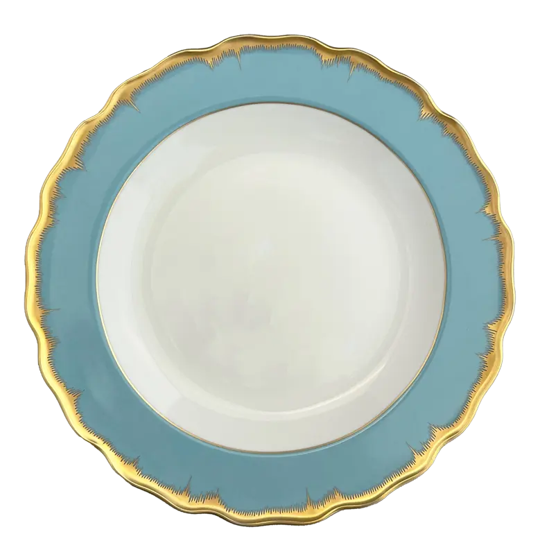 Mottahedeh Chelsea Feather Turquoise Dinner Plate
