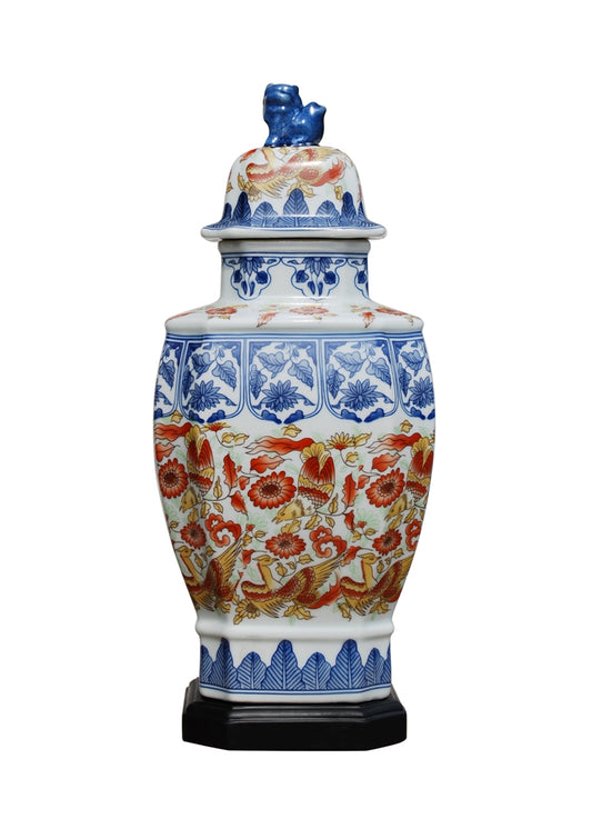 Porcelain Imari Square Jar with Base