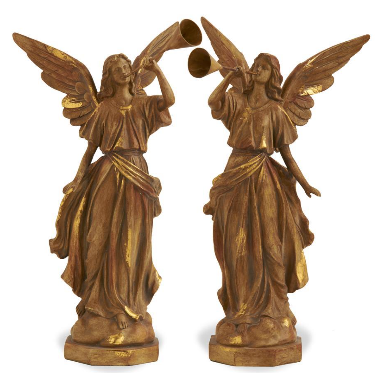 Vintage Angels Playing Trumpets - Set of 2
