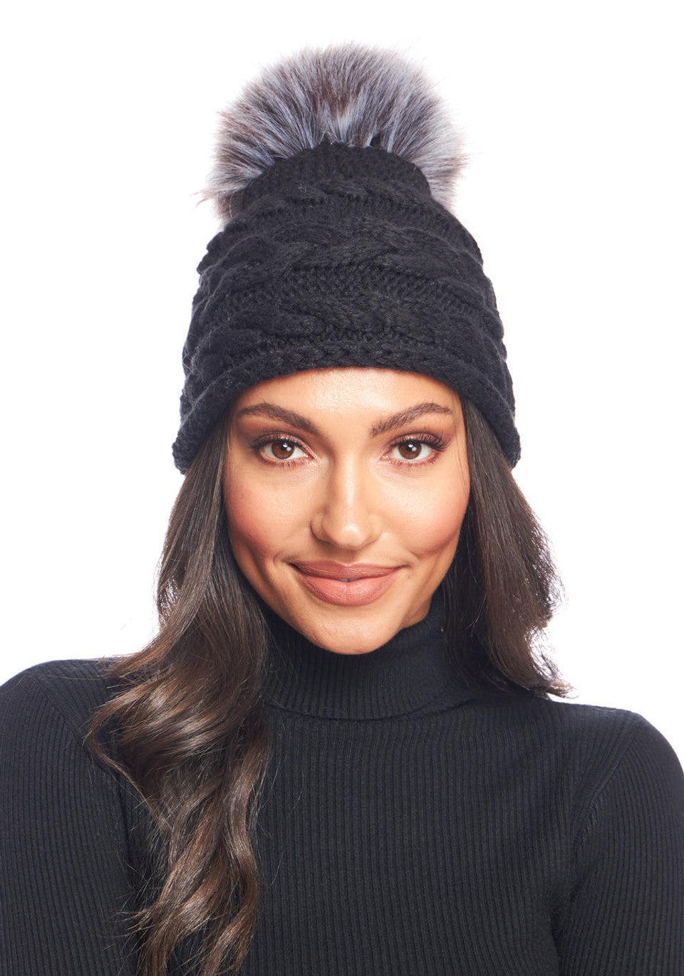 Cable Knit Oversized Pom Hat